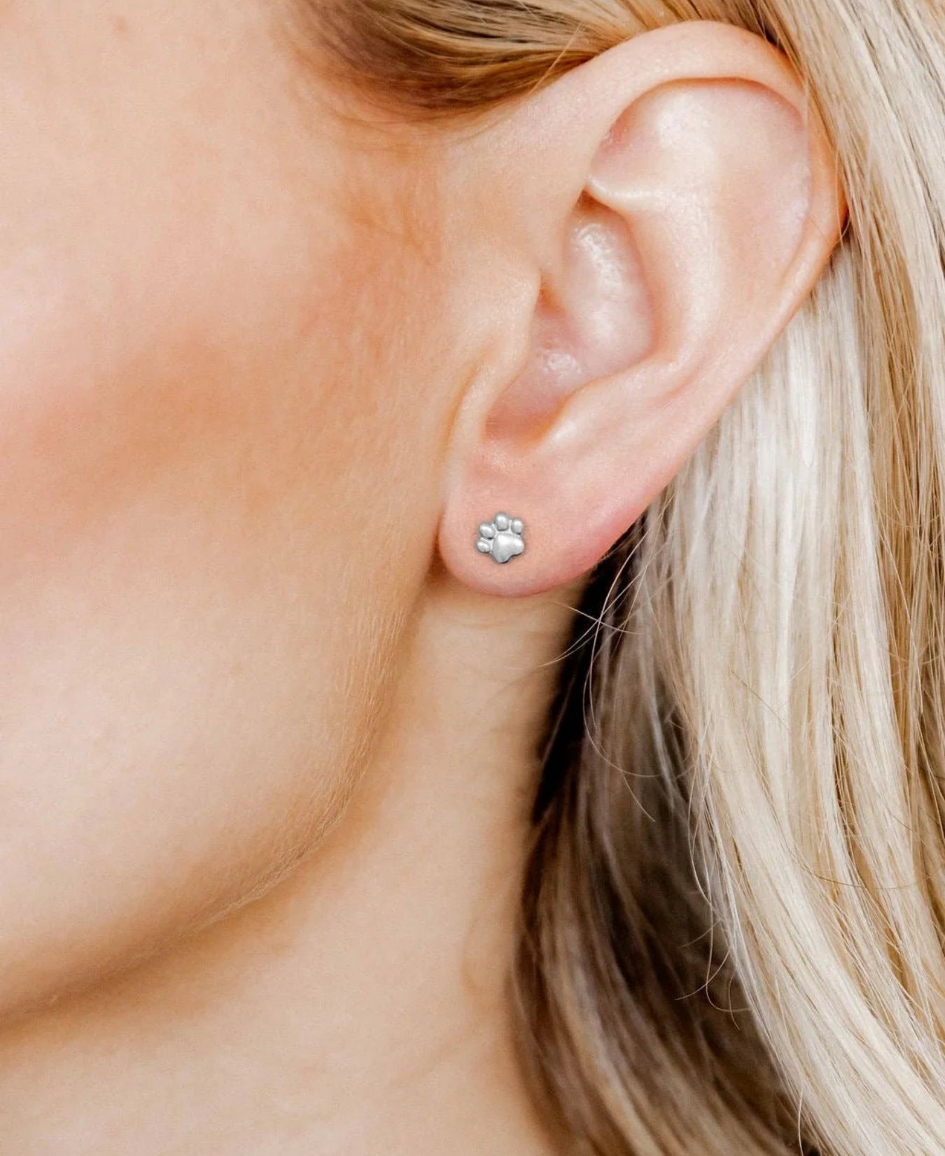 Screwback Stud Earrings - Paw Print Silver_LinnyCo_LINNY4063
