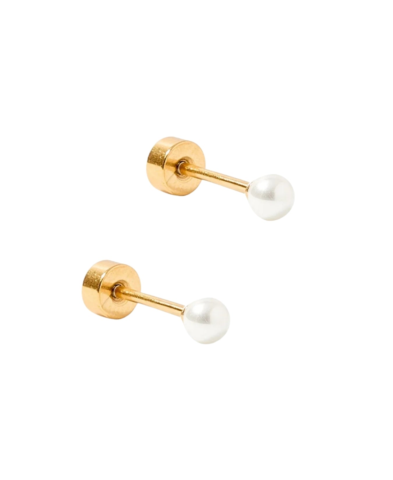 Screwback Stud Earrings - Payton Pearl White 3mm - EDC_LinnyCo_LINNY4052