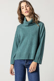 Side Slit Turtleneck Sweater Deep Sea