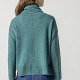 Side Slit Turtleneck Sweater Deep Sea