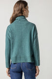 Side Slit Turtleneck Sweater Deep Sea