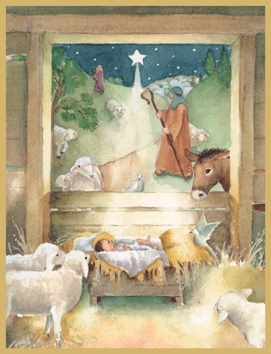 Shepherd in Creche Boxed Christmas Cards