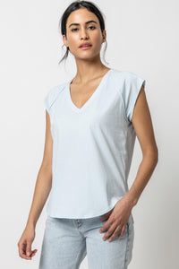 Short Sleeve V-Neck Raglan Crystal