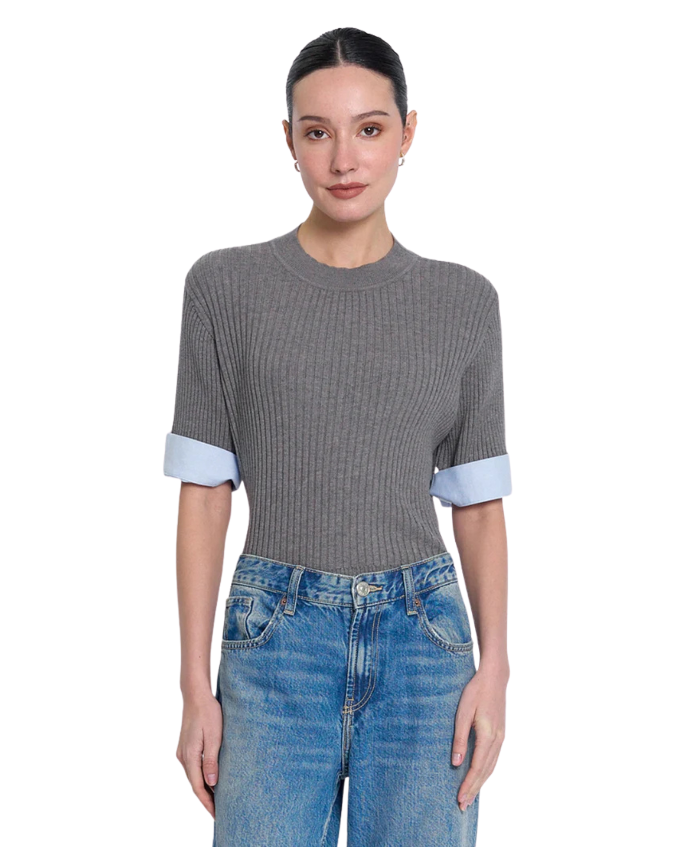 Sienna Shirt Cuff Sweater_Central Park West_CF26-10684S-GRY