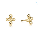 Classic Beaded Signature Cross Stud - 4mm Bead Gold
