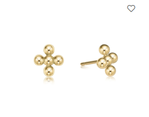 Classic Beaded Signature Cross Stud - 4mm Bead Gold