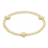 Signature Cross Gold Pattern 3mm Bead Bracelet- Gold-E Newton-BSC3GG