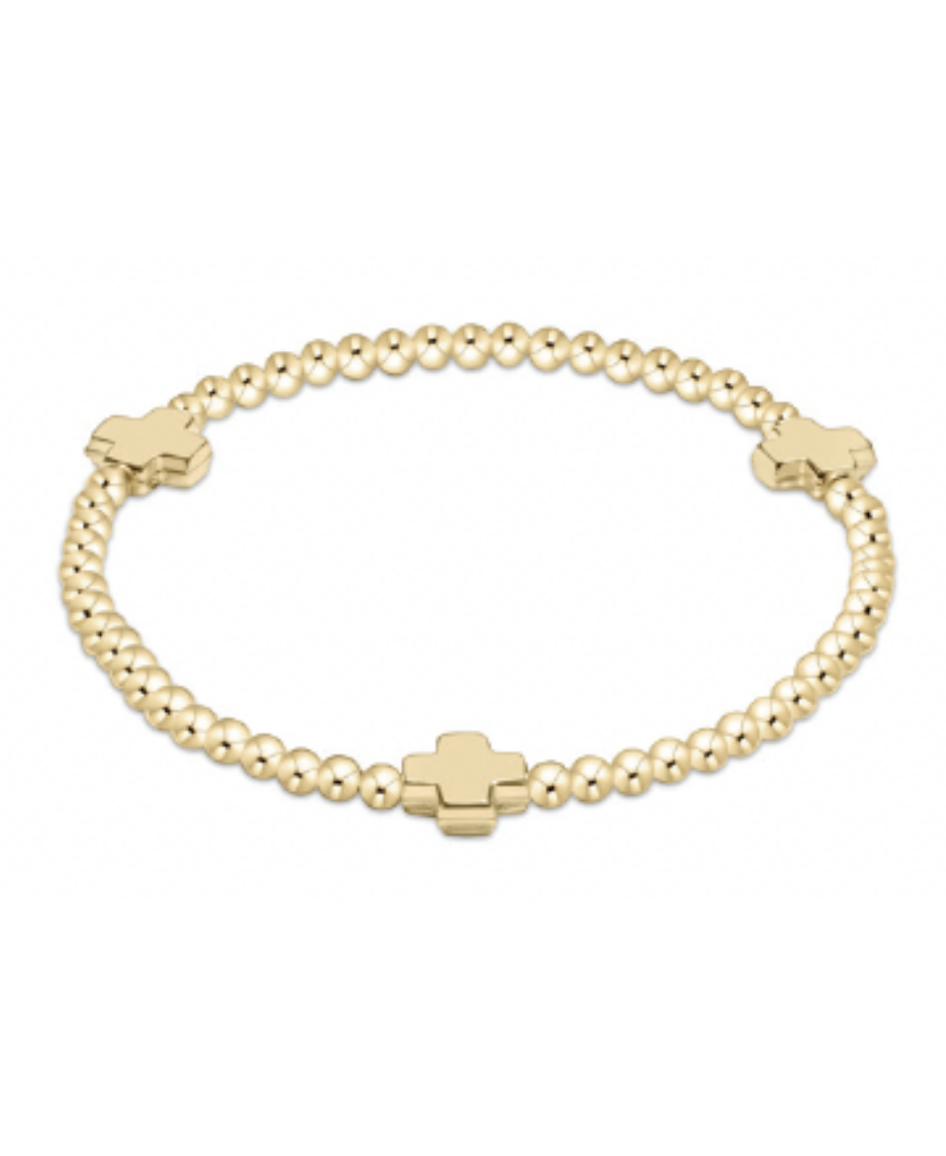 Signature Cross Gold Pattern 3mm Bead Bracelet- Gold-E Newton-BSC3GG