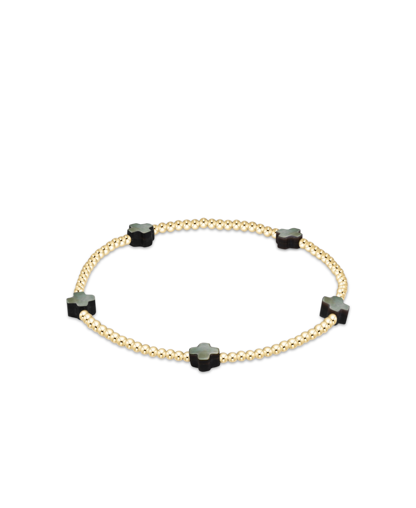 Signature Cross Small 2Mm Gold Bracelet - Mother Of Pearl-E Newton-BSCSM2GMOPBT