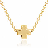 Signature Cross Small Gold Necklace 16"_ENewton_N16GSCSMGLD