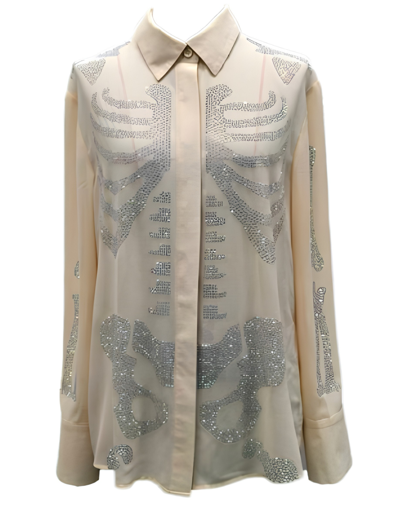 Silk Rhinestone Skeleton Button Down Top_Queen of Sparkles_HOLID26N113-BEE