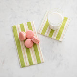 Green & Pink Awning Stripe Cocktail Napkins | Pack of 20