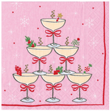 Sparkling Coupes Pink Cocktail Napkin - Package Of 20_Caspari_19280C-PINK