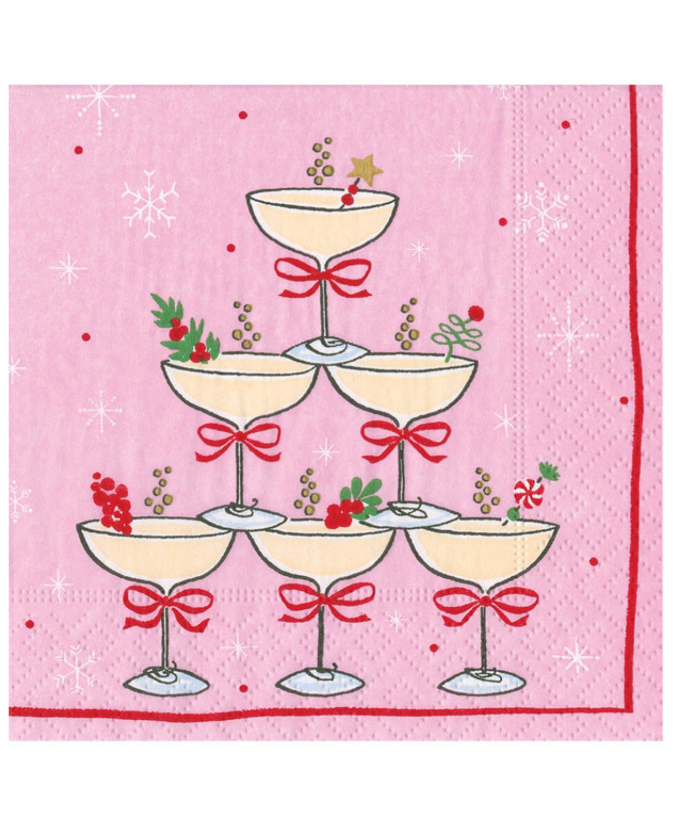 Sparkling Coupes Pink Cocktail Napkin - Package Of 20_Caspari_19280C-PINK