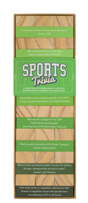 Sports Trivia Block Tower – Soiree At The Lake
