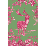 Stag Toile Raspberry/sage Paper Linen Guest Towel_Caspari_19240GG-FUA