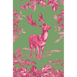 Stag Toile Raspberry/sage Paper Linen Guest Towel_Caspari_19240GG-FUA