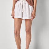 Striped Drawstring Short  Bark Stripe