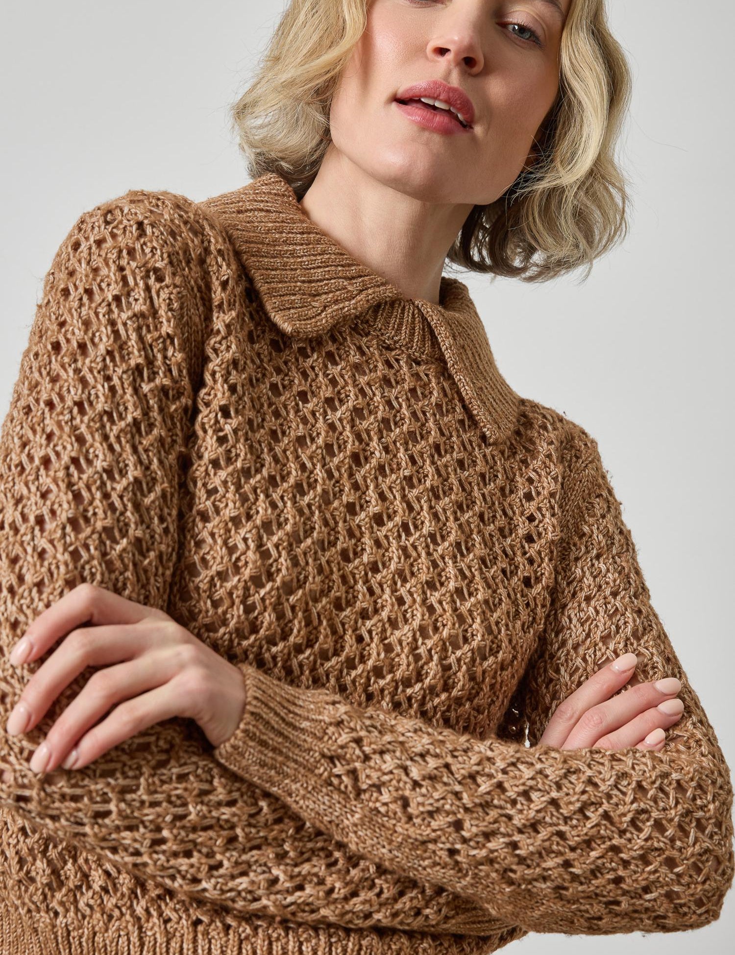Textured Polo Sweater_Lilla P_PA3589-HNT