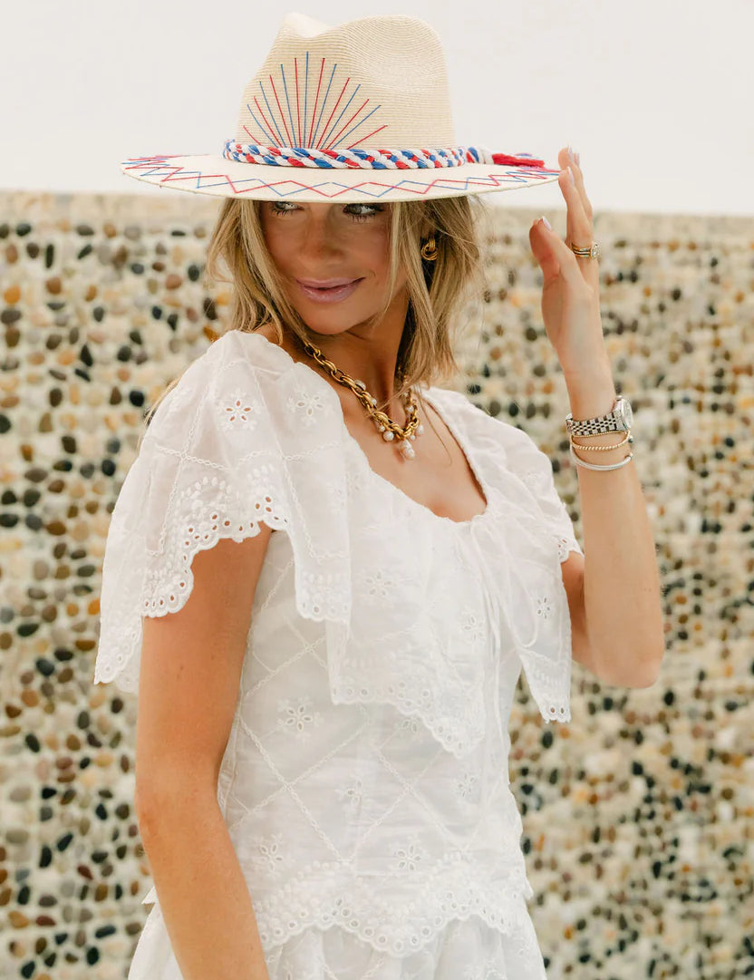 Flag Hat with Patriotic Braid
