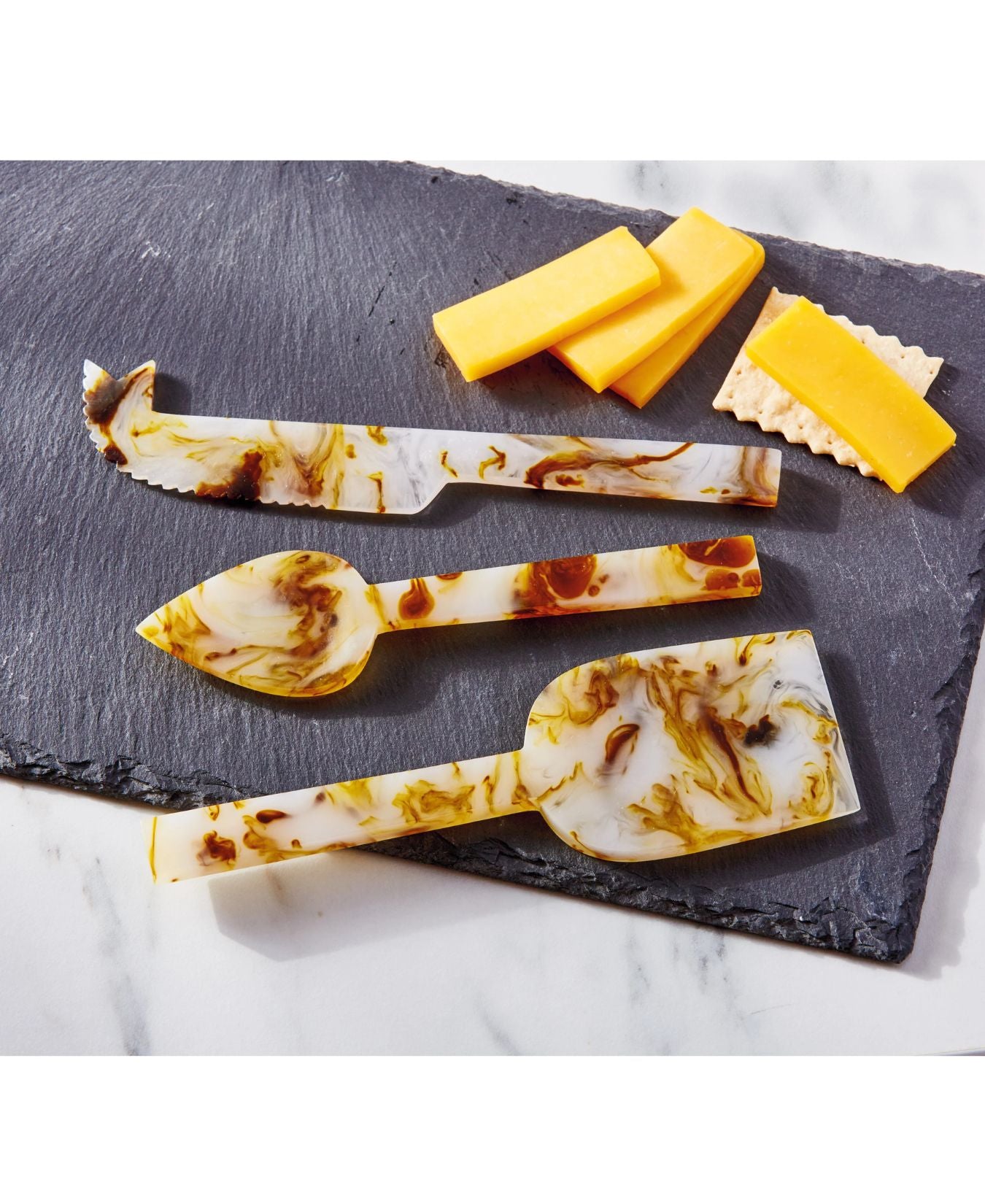 Tortoise Resin Cheese Utensil Assorted Set of 3__Tag_G22240