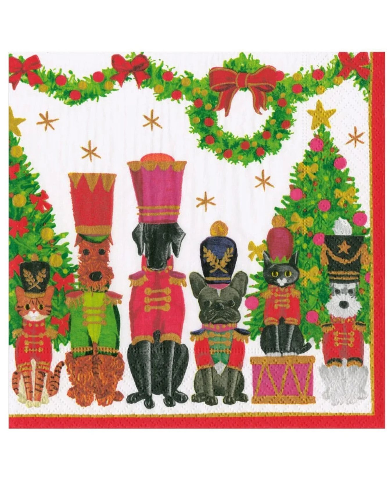 Toy Soldier Pets Cocktail Napkin - Package Of 20_Caspari_19260C-RED