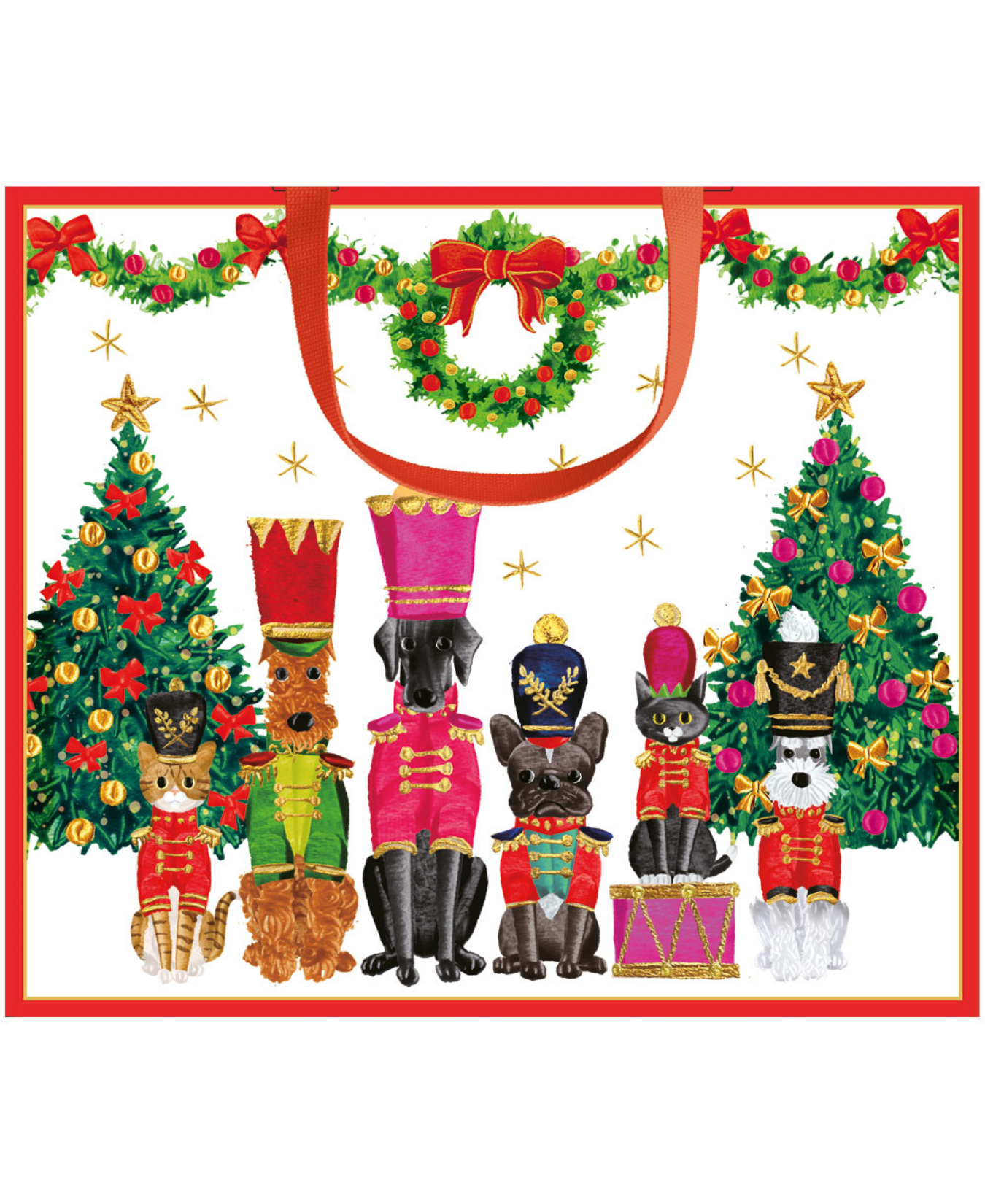 Toy Soldier Pets Large Gift Bag 11.75"L x 4.75"W x 10"H - includes 1 bag_Caspari_10185B3-RED-OS