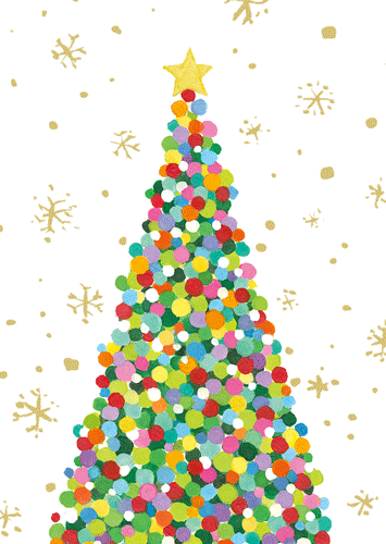 Colorful Dot Christmas Tree Boxed Christmas Cards