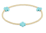 Signature Cross Small Gold 2mm Bead Bracelet