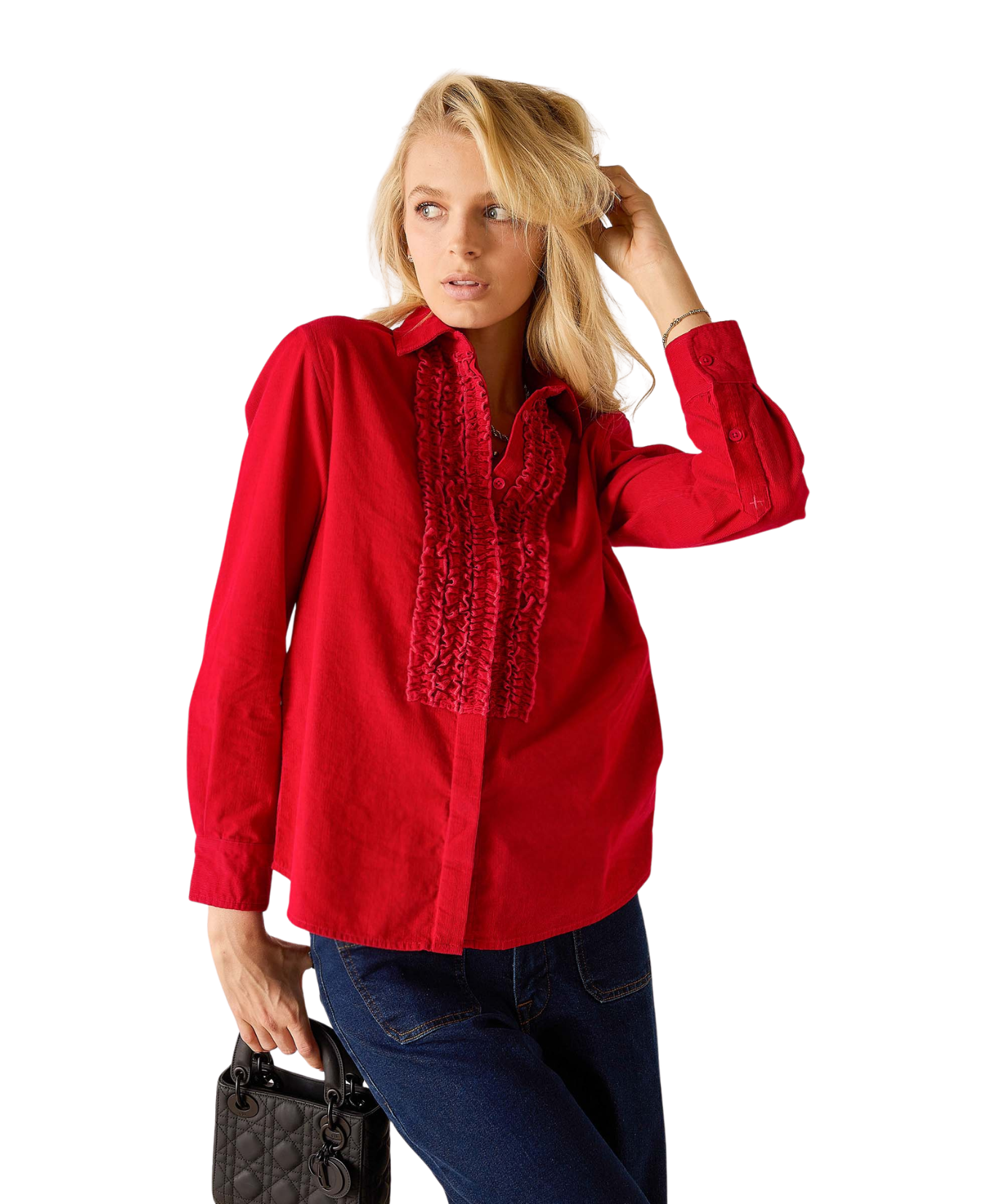 Tuxedo Ruffle Shirt-Voyageurs By Mersea-TOP-00363