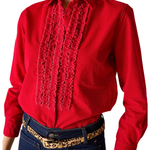 Tuxedo Ruffle Shirt-Voyageurs By Mersea-TOP-00363