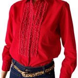 Tuxedo Ruffle Shirt-Voyageurs By Mersea-TOP-00363