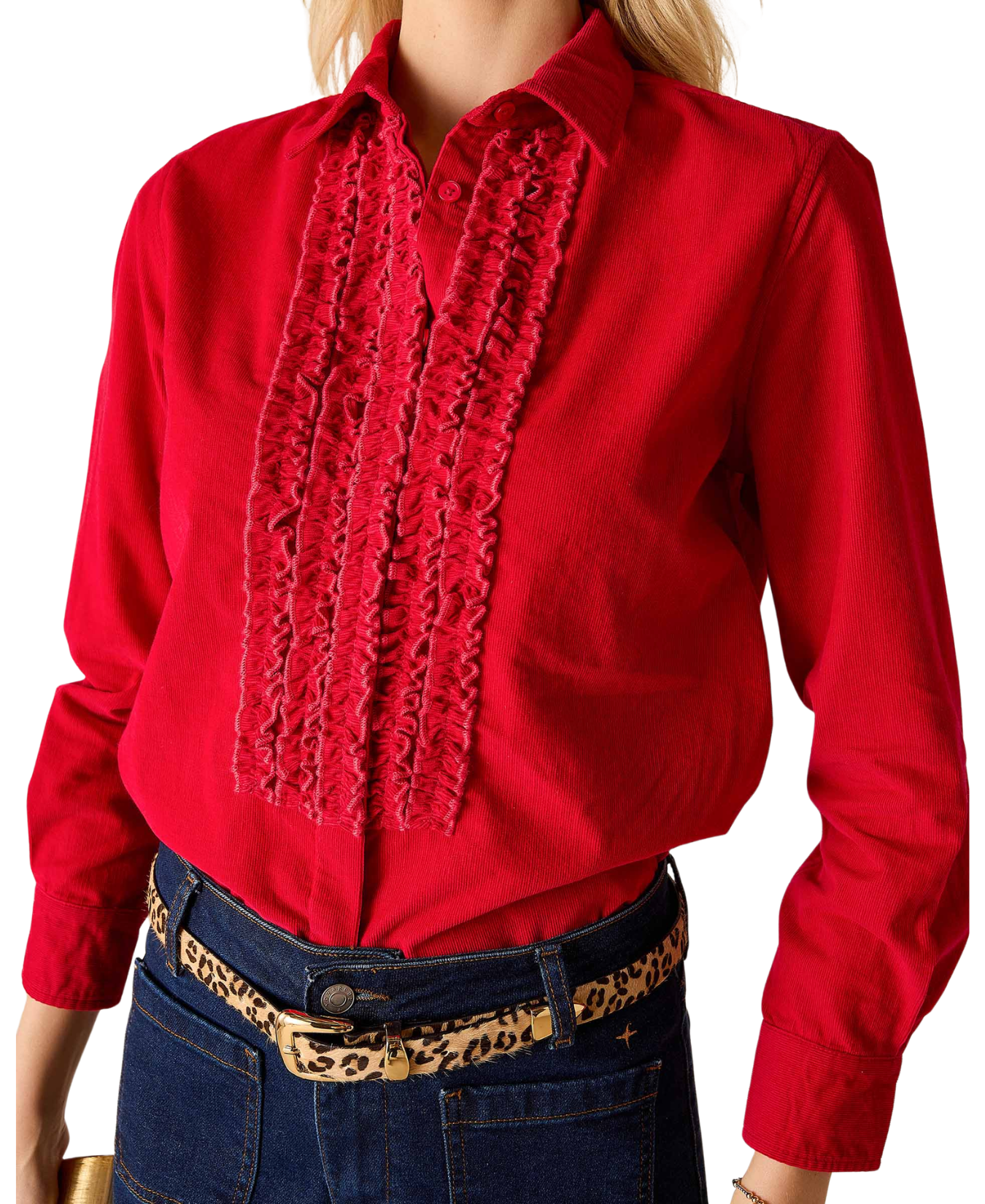 Tuxedo Ruffle Shirt-Voyageurs By Mersea-TOP-00363