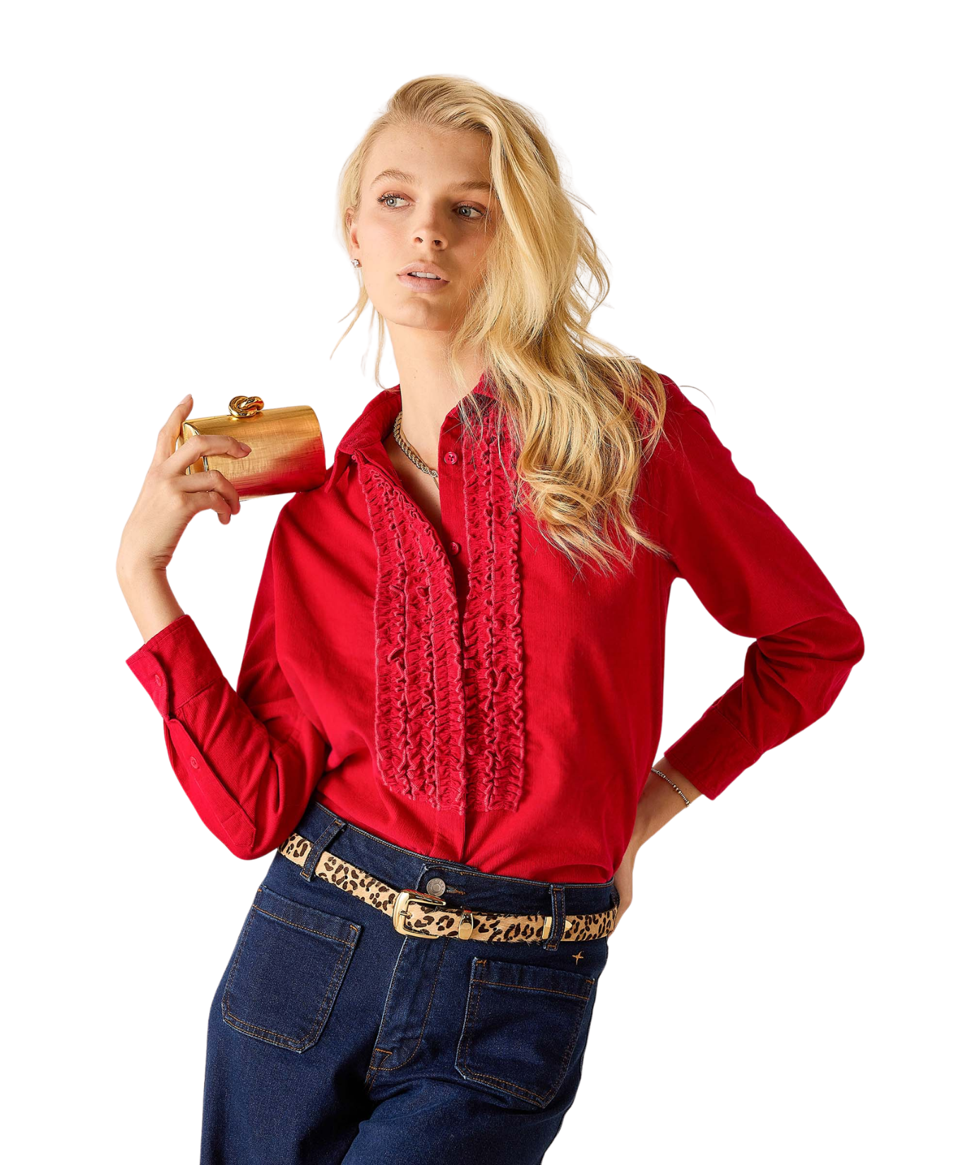 Tuxedo Ruffle Shirt-Voyageurs By Mersea-TOP-00363