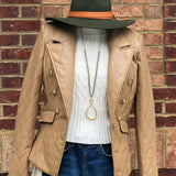Camel Wednesday Quilted Vegan Blazer