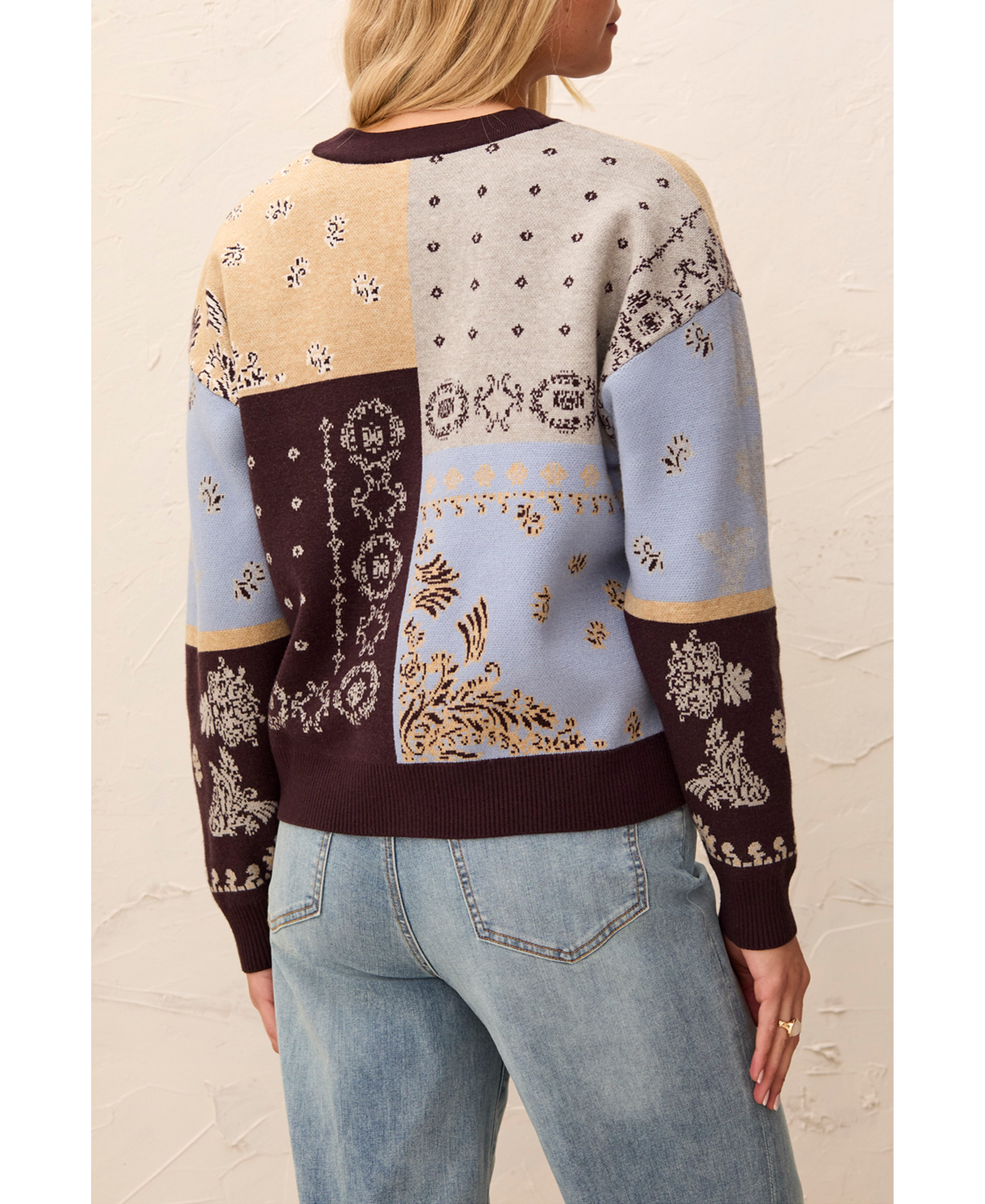 Wear 2 Ways Jacquard Sweater Cardigan-Tribal-6322O-8277
