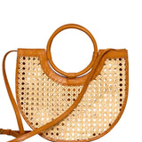 Rattan Can Weave Half Round Hand Bag with Round Handle