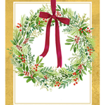 Wild Berry Wreath Petite Boxed Christmas Cards - Includes 15 Cards & Envelopes_Caspari_106003-GRN