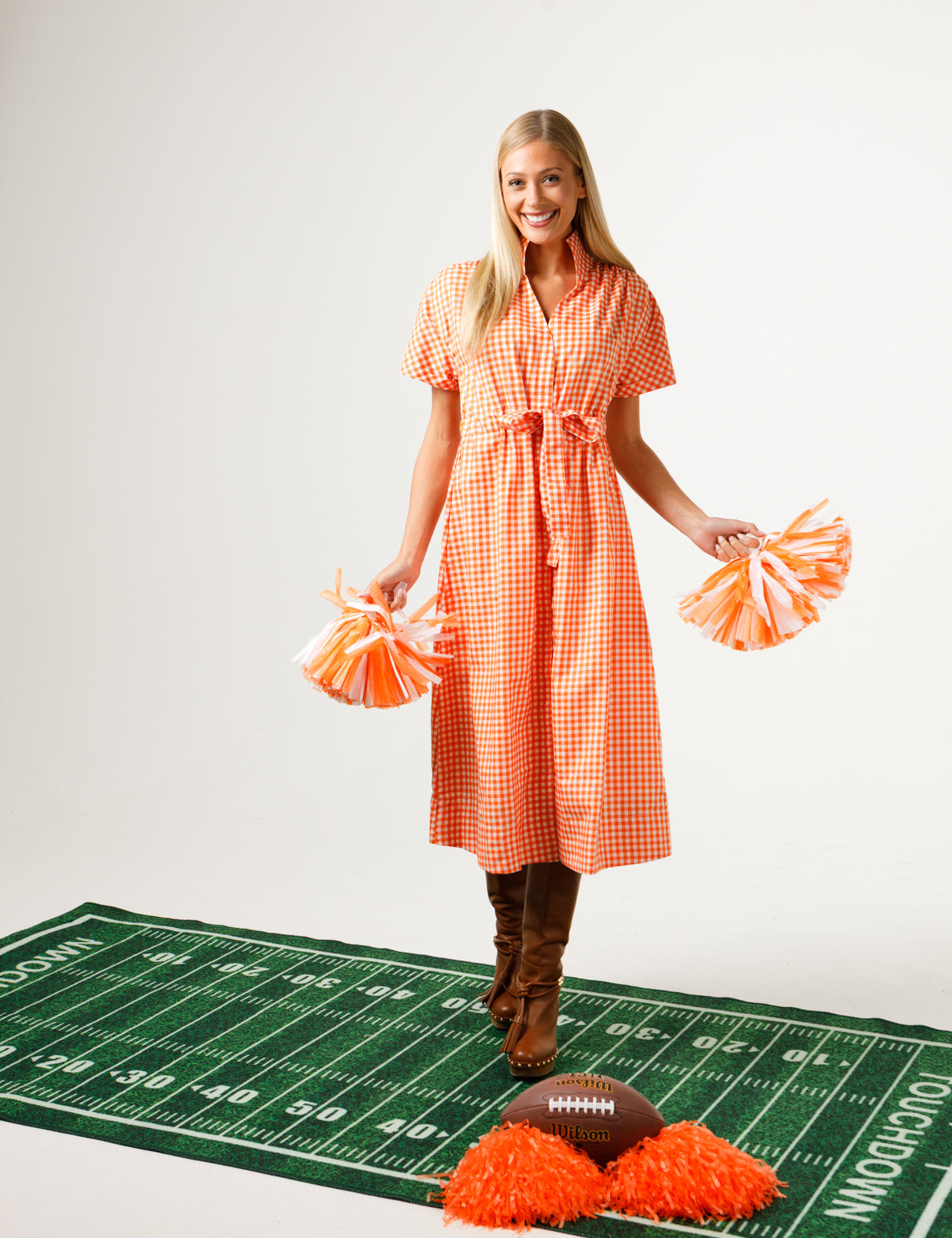 TN Orange and White Gingham