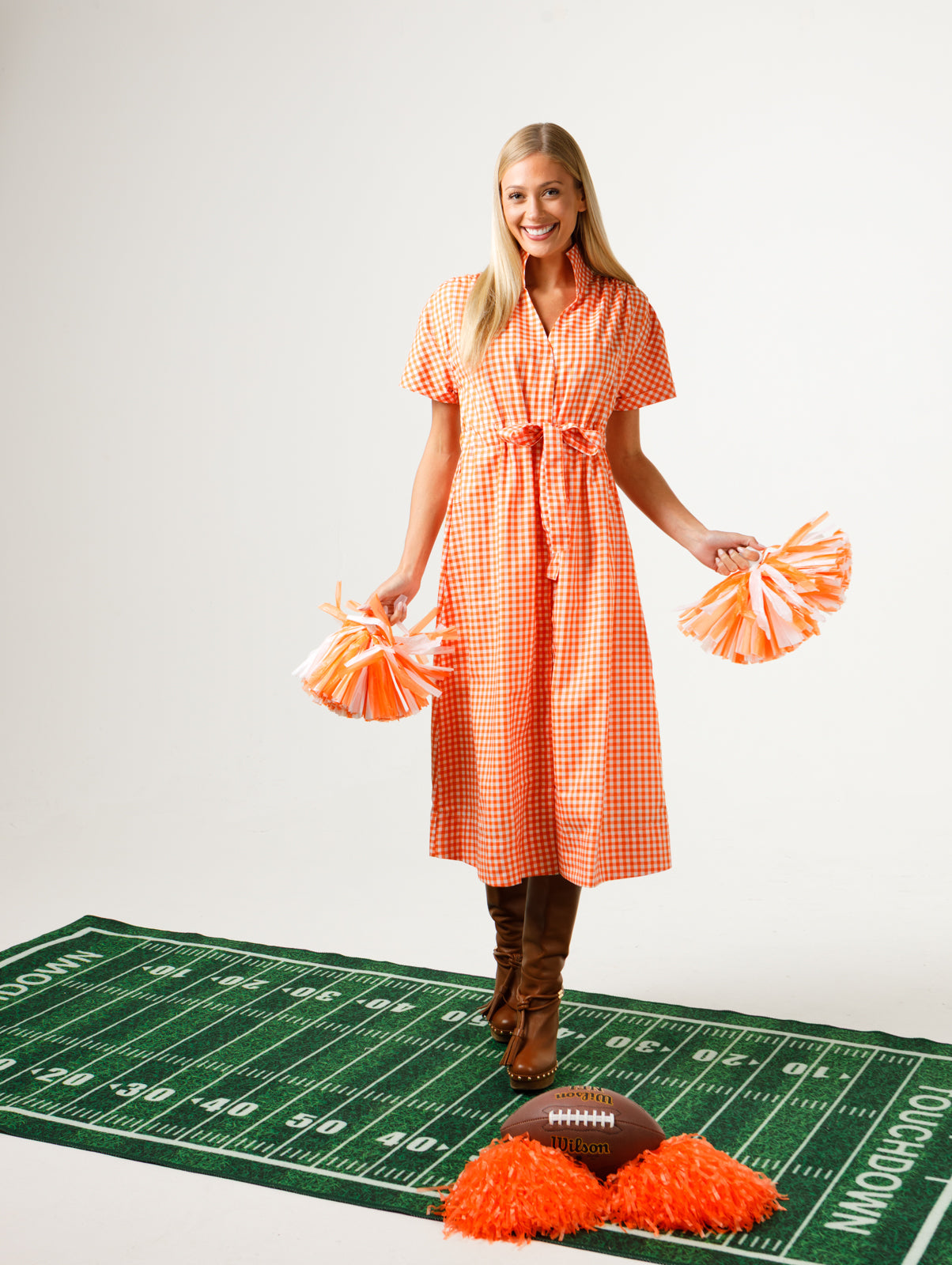 TN Orange and White Gingham