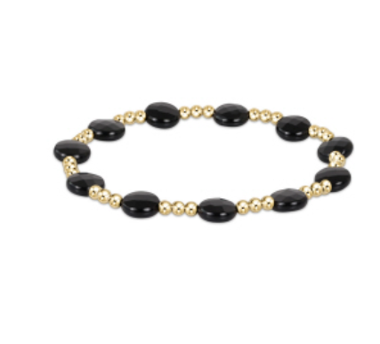 Admire Gold 3mm Bead Bracelet- Faceted Onyx