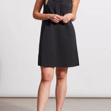A Line Dress with Frill and Removable Lace Up- Black