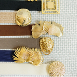 Turtle Shell Interchangeable Artisan Belt Buckle in Gold