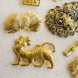 Tibet Tiger Interchangeable Belt Buckle in Gold Finish