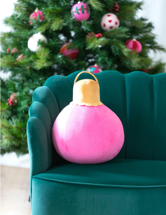 Merry Bauble Large Pillow, Pink