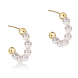 Beaded Classic 1" Post Hoop- 4mm Pearl