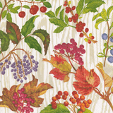 a paper towel with a pattern of berries and leaves