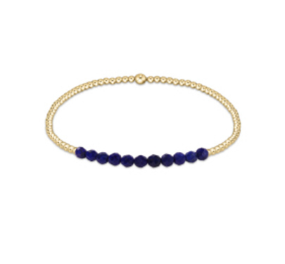 Gold Bliss 2mm Bead Bracelet- Lapis