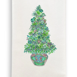 Blue Talavera Christmas Tree Dish Towel D1008NW