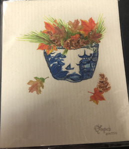 Blue Vase with Fall Leaves Sponge SD791